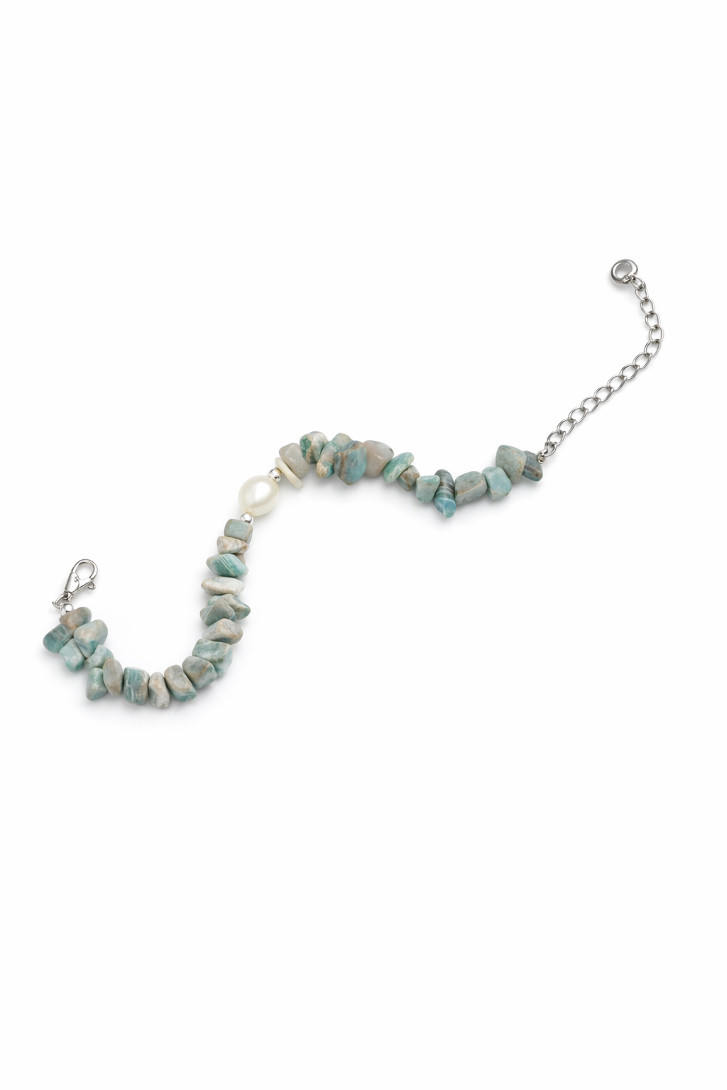 Amazonite & Pearl Bracelet – Adjustable