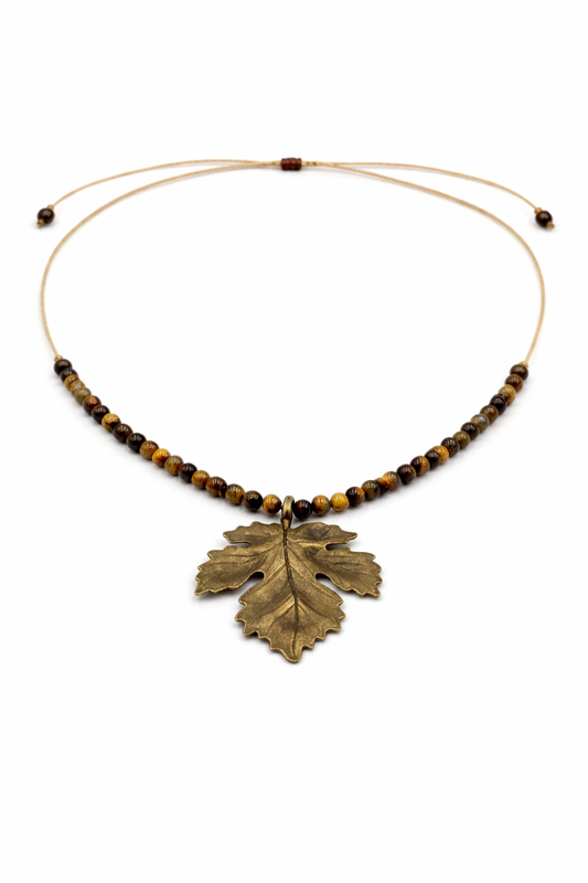 Tiger Eye Oak Leaf Necklace