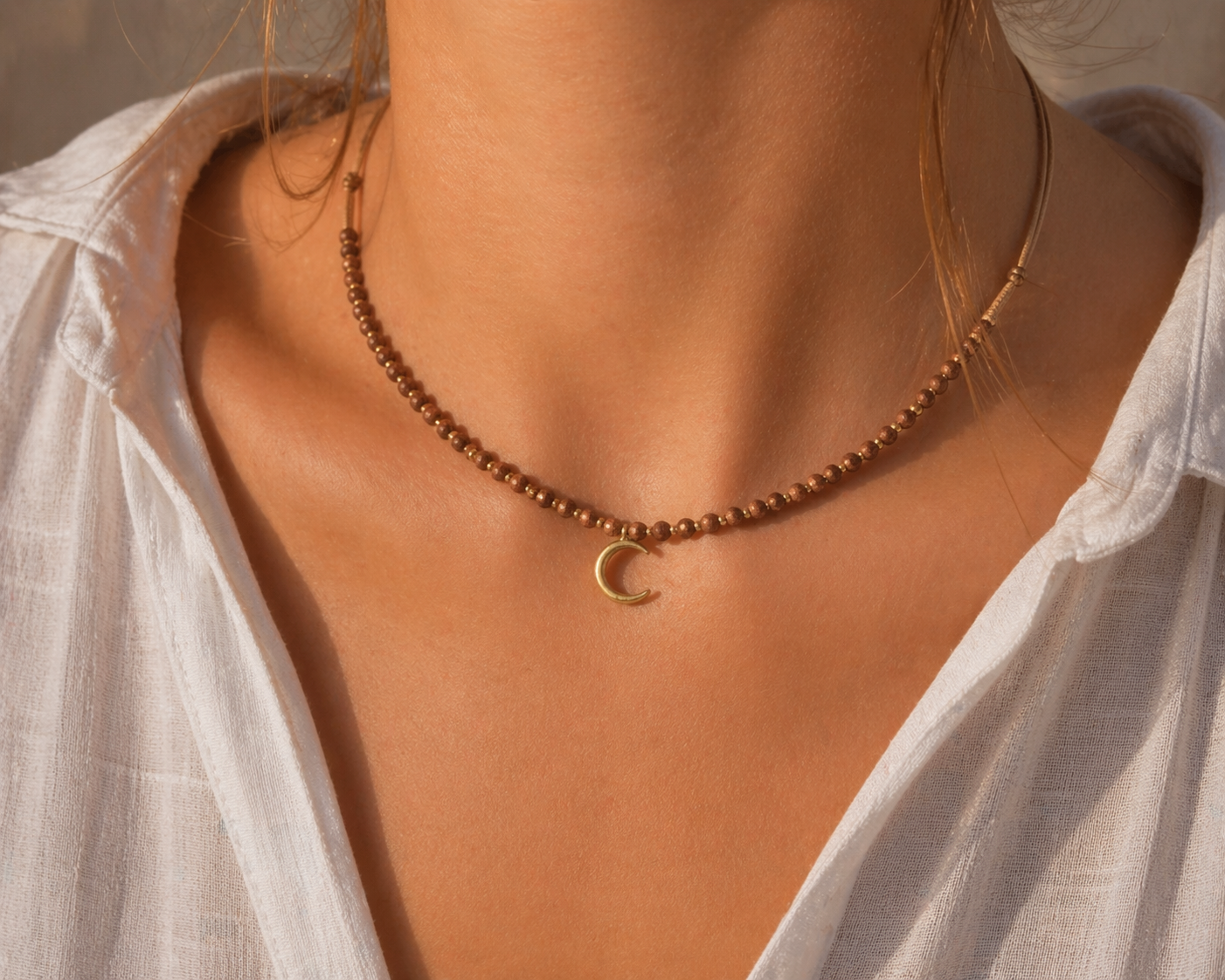 Moon Sandstone Necklace – Adjustable